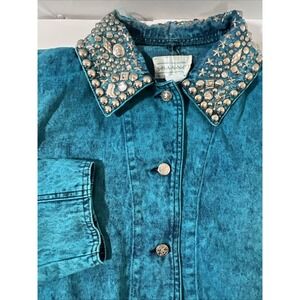 VTG  Women's Jacket Shannon Art To Wear Denim Jacket Size Large Boho Country USA